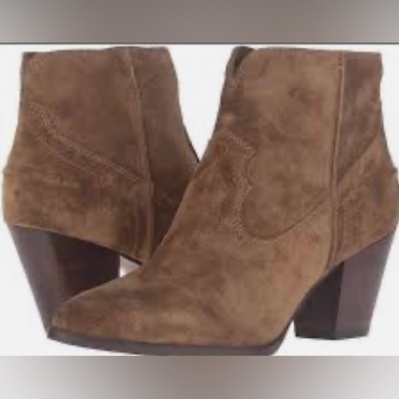 Frye Renee Suede Ankle Booties in Chestnut Brown Size 6 - Picture 2 of 13